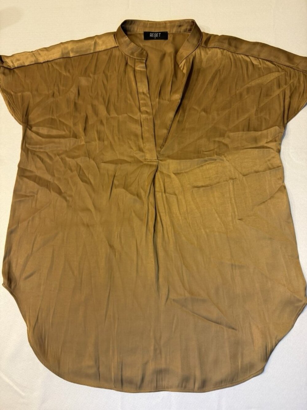 Women's Reset Brown Satin Top Shine Size S
